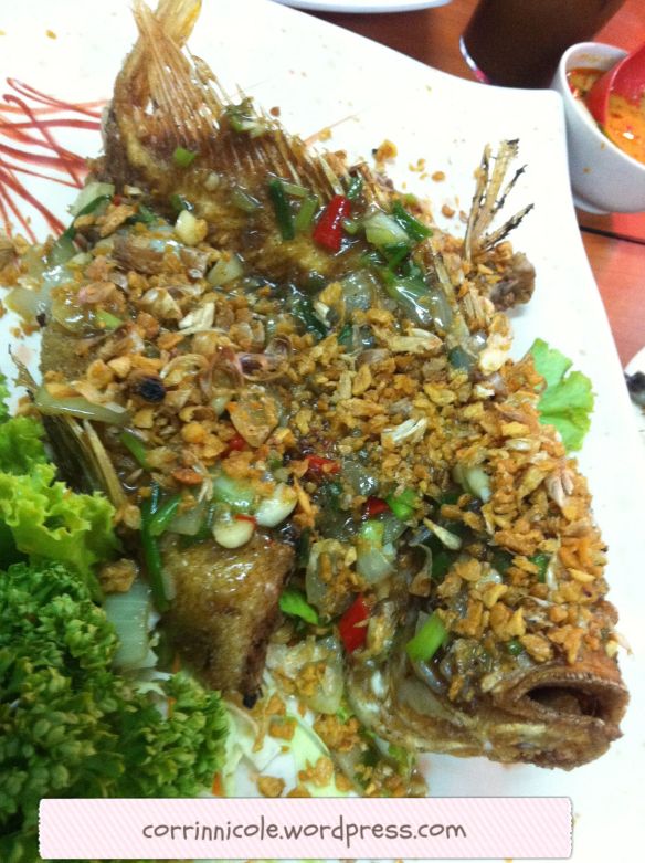 Thai Deep Fried Fish with Fried Garlic and Chilli
